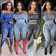 WHOLESALE | Digital Printed Fake Jeans Pants Set