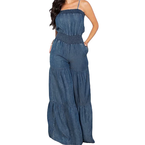 WHOELSALE | Maxi Drawstring Jumpusuit in Blue