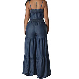 WHOELSALE | Maxi Drawstring Jumpusuit in Blue
