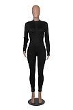 WHOELSALE | Pit Material Half Zip Up Jumpsuit