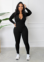 WHOELSALE | Pit Material Half Zip Up Jumpsuit