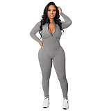 WHOELSALE | Pit Material Half Zip Up Jumpsuit