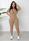 WHOELSALE | Pit Material Half Zip Up Jumpsuit