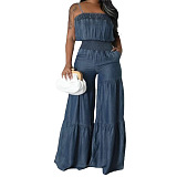 WHOELSALE | Maxi Drawstring Jumpusuit in Blue