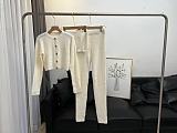 WHOELSALE | Wool 3-piece coat, bandeau, pants in White