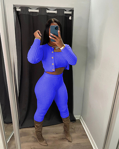 WHOELSALE | Wool 3-piece coat, bandeau, pants in Blue