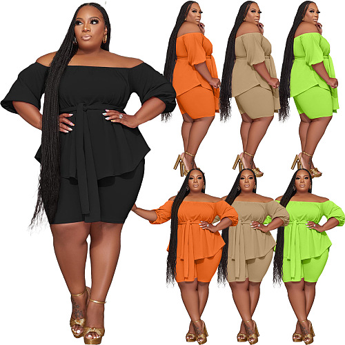 WHOELSALE | Plus Size Off-shoulder Skirt Set