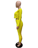 WHOELSALE | Wool 3-piece coat, bandeau, pants in Mustard