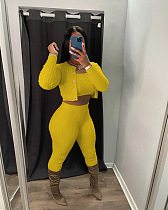 WHOELSALE | Wool 3-piece coat, bandeau, pants in Mustard