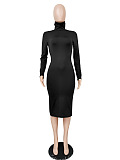 WHOELSALE | Turtle Neck Long Dress in Solid Color