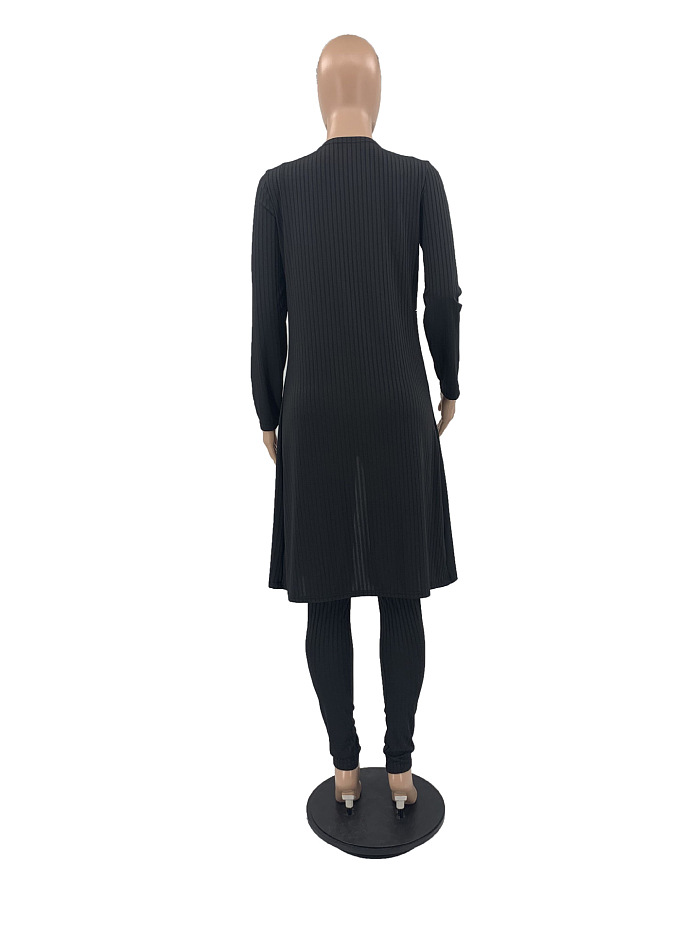 WHOELSALE | Pit Material 3-piece Tank Top Long Coat Self-time Leggings