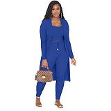 WHOELSALE | Pit Material 3-piece Tank Top Long Coat Self-time Leggings