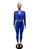 WHOELSALE | Wool 3-piece coat, bandeau, pants in Blue
