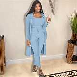 WHOELSALE | Pit Material 3-piece Tank Top Long Coat Self-time Leggings