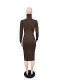 WHOELSALE | Turtle Neck Long Dress in Solid Color