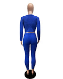 WHOELSALE | Wool 3-piece coat, bandeau, pants in Blue