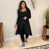 WHOELSALE | Pit Material 3-piece Tank Top Long Coat Self-time Leggings