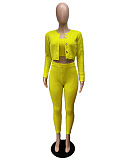 WHOELSALE | Wool 3-piece coat, bandeau, pants in Mustard