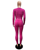 WHOELSALE | Wool 3-piece coat, bandeau, pants in Rose Red