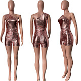 WHOELSALE | Drawstring One Shoulder Romper