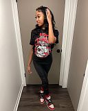 SUPER WHOLESALE | Black Skull Printed T-shirt