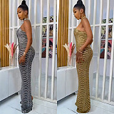 SUPER WHOLESALE | Rhinestone Off-shoulder Halter Dress