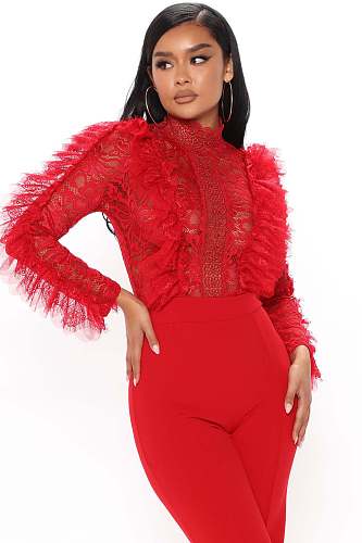 SUPER WHOLESALE |Lace Decor Jumpsuit
