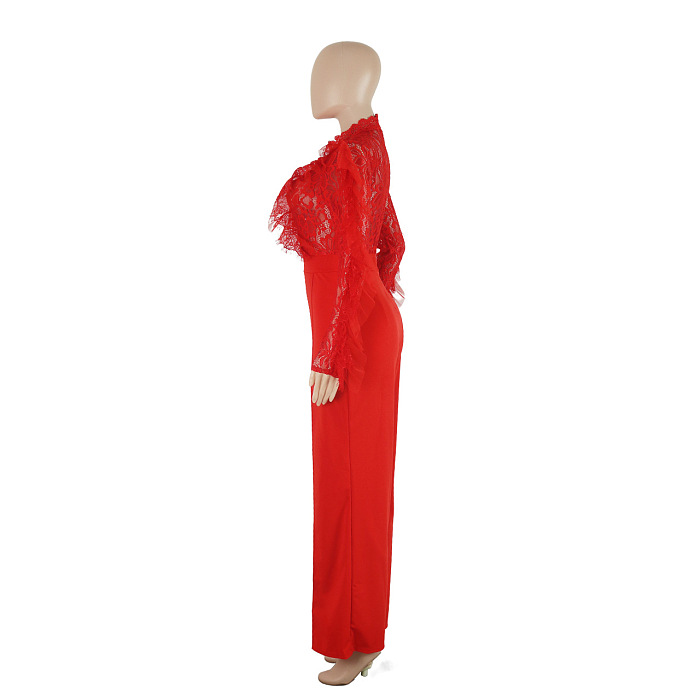 SUPER WHOLESALE |Lace Decor Jumpsuit
