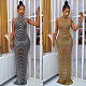 SUPER WHOLESALE | Rhinestone Off-shoulder Halter Dress