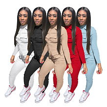 SUPER WHOLESALE | Half Zipper Front Pockets Cargo Jumpsuit in Solid