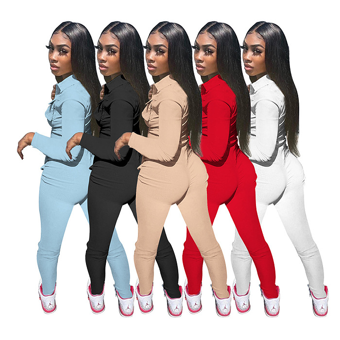 SUPER WHOLESALE | Half Zipper Front Pockets Cargo Jumpsuit in Solid