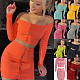 SUPER  WHOLESALE | Pit Material Off-shoulder Skirt Set