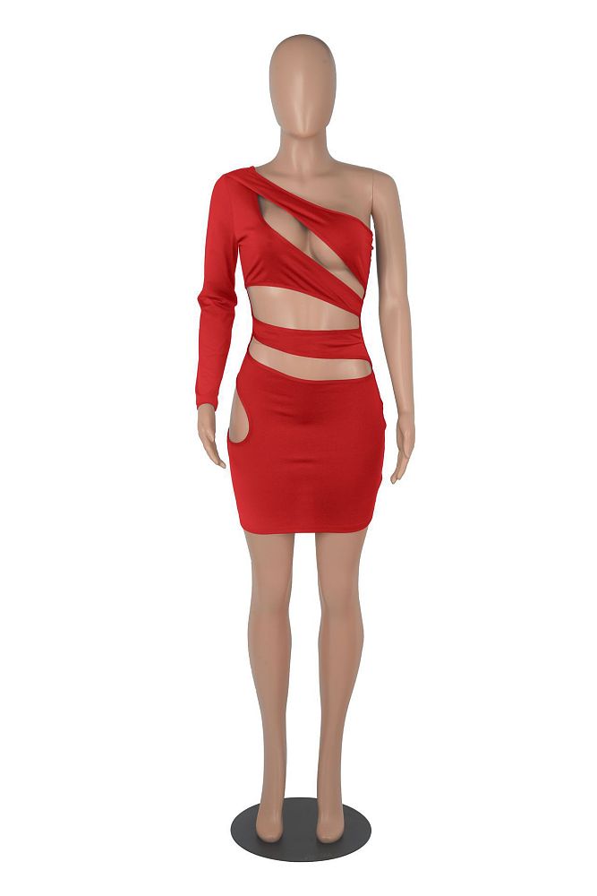 SUPER  WHOLESALE | Cut-out One Shoulder  Maxi Dress
