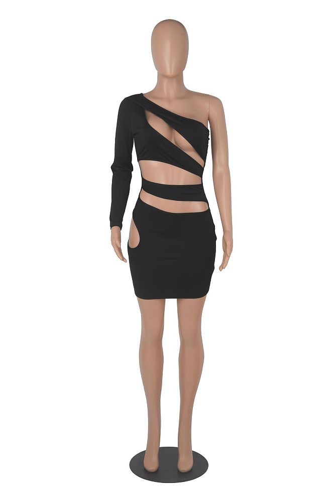 SUPER  WHOLESALE | Cut-out One Shoulder  Maxi Dress