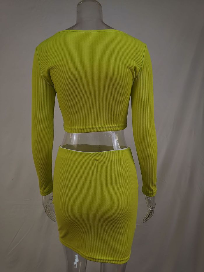 SUPER  WHOLESALE | Pit Material Off-shoulder Skirt Set