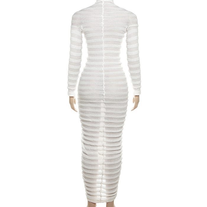 WHOLESALE | High Neck Bodycon Long Sleeve Long Dress