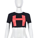 WHOLESALE | H Letter Printed Crop T-shirt