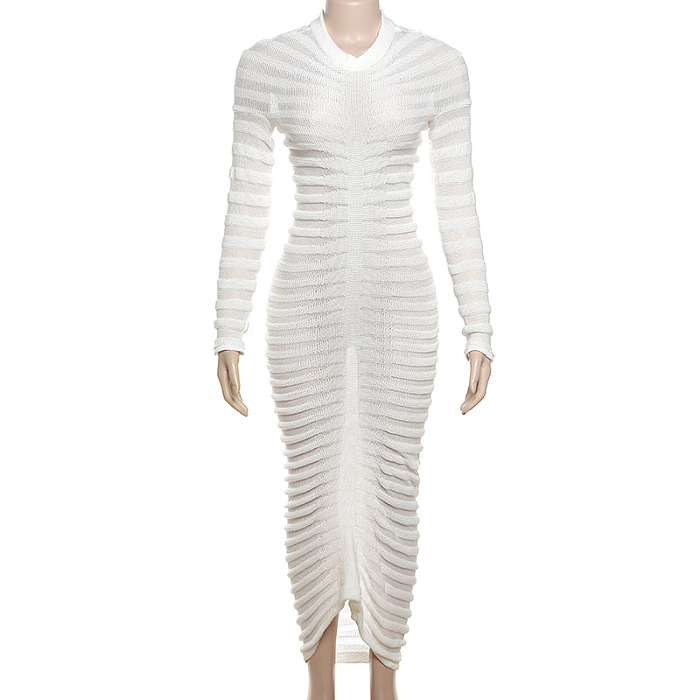 WHOLESALE | High Neck Bodycon Long Sleeve Long Dress