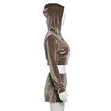 SUPER  WHOLESALE | Corduroy Hoodie Top Shorts Set