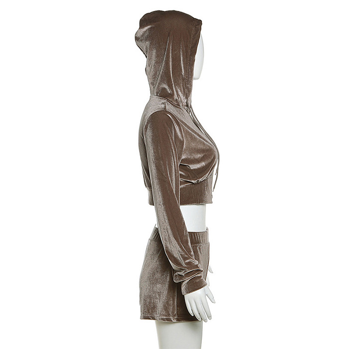 SUPER  WHOLESALE | Corduroy Hoodie Top Shorts Set