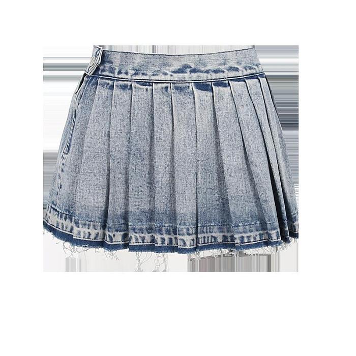 SUPER WHOLESALE |  Pleated Denim Blue Skirt