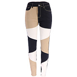 SUPER WHOLESALE |  Patchwork Two Tones High Waist Pants