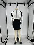 SUPER WHOLESALE |  Two Tones Zip Up Tracking Top Side Button Up Skirt