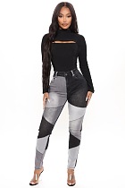 SUPER WHOLESALE |  Patchwork Two Tones High Waist Pants