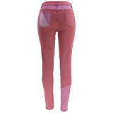 SUPER WHOLESALE |  Patchwork Two Tones High Waist Pants