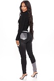 SUPER WHOLESALE |  Patchwork Two Tones High Waist Pants