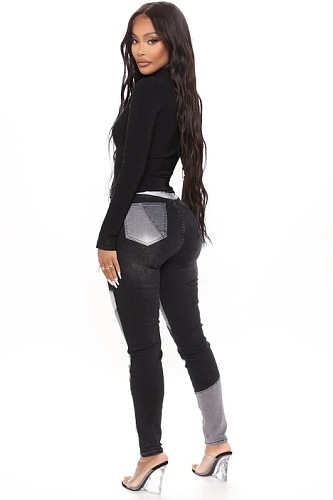 SUPER WHOLESALE |  Patchwork Two Tones High Waist Pants