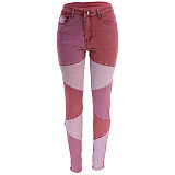 SUPER WHOLESALE |  Patchwork Two Tones High Waist Pants