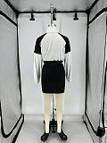 SUPER WHOLESALE |  Two Tones Zip Up Tracking Top Side Button Up Skirt