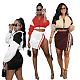 SUPER WHOLESALE |  Two Tones Zip Up Tracking Top Side Button Up Skirt